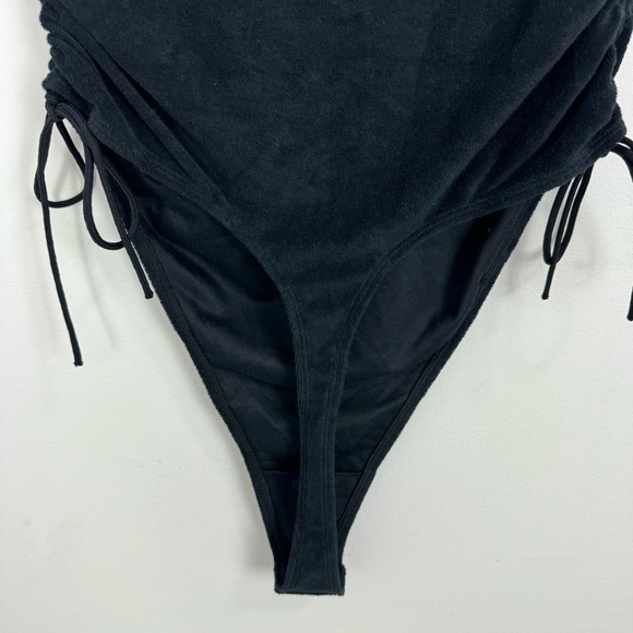 Savage X Fenty 70s Ruched Terry Thong Teddy Bodysuit Black Size XL NWT - Picture 10 of 12